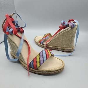 Marc Jacobs women sandals  Espadrilles wedge Platform laces shoes 8.5 9 39 New